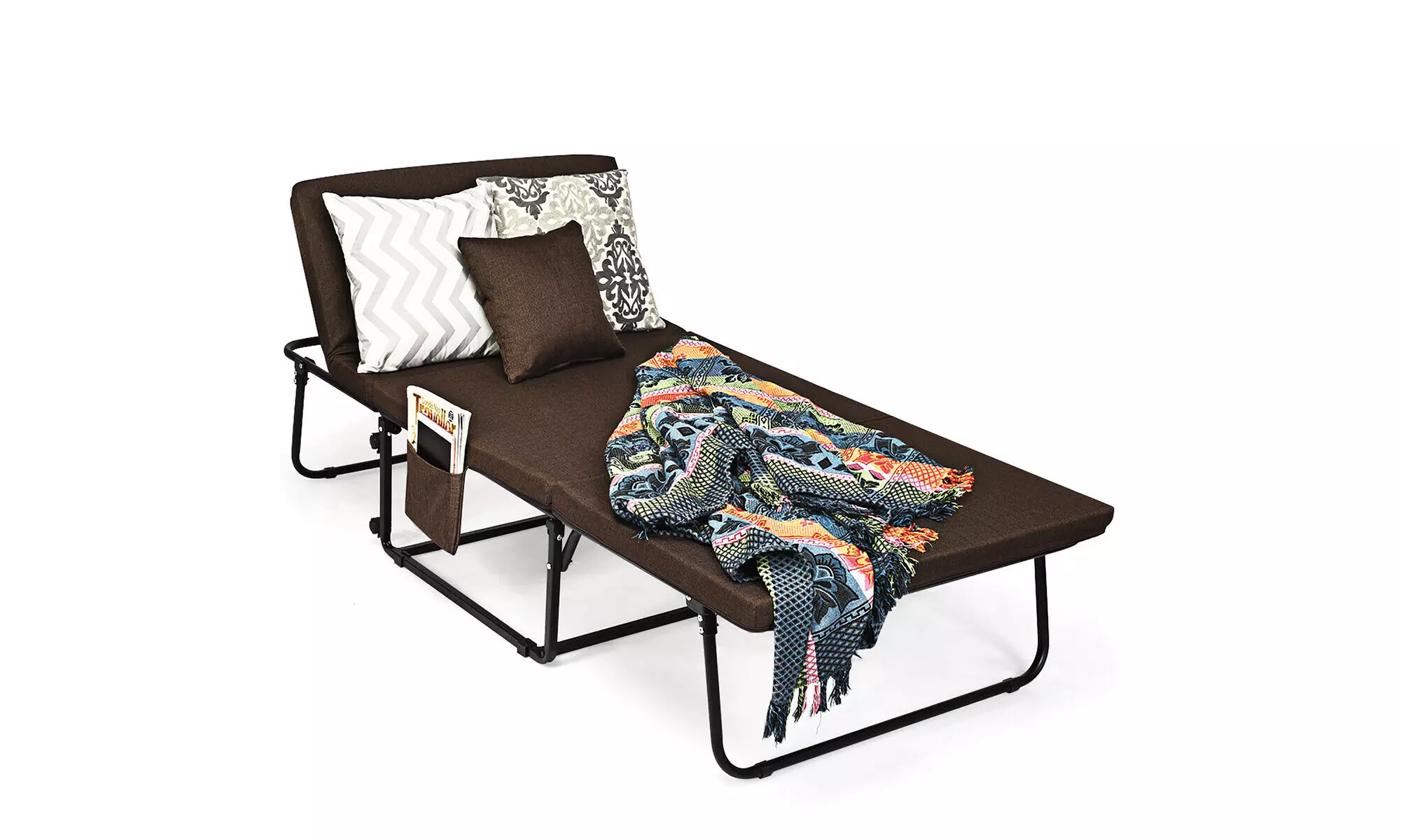 Costway Folding Sleeper Bed Ottoman Lounge Chair w/6 Position Adjustment 2 color - Primary Image