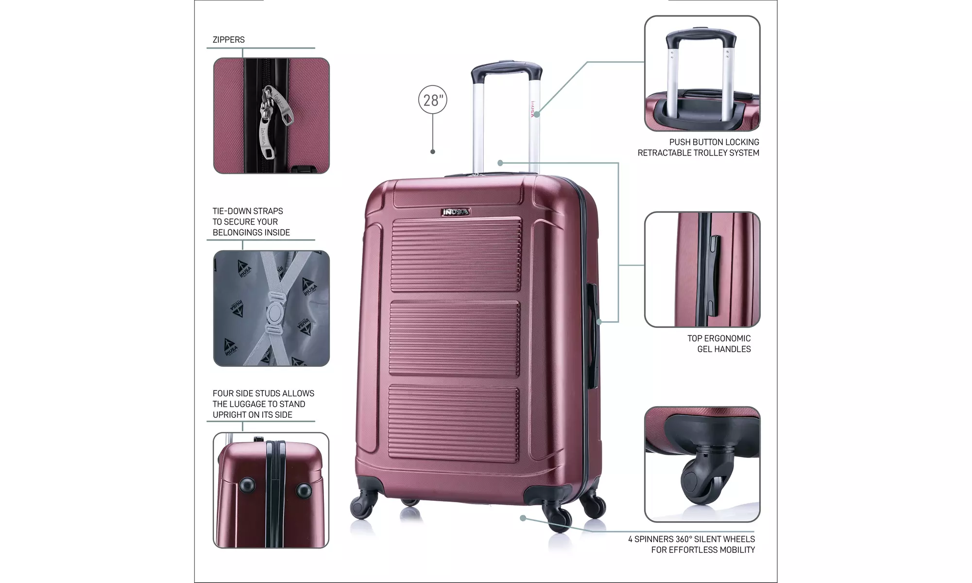 InUSA Pilot Lightweight Hardside Spinner Luggage