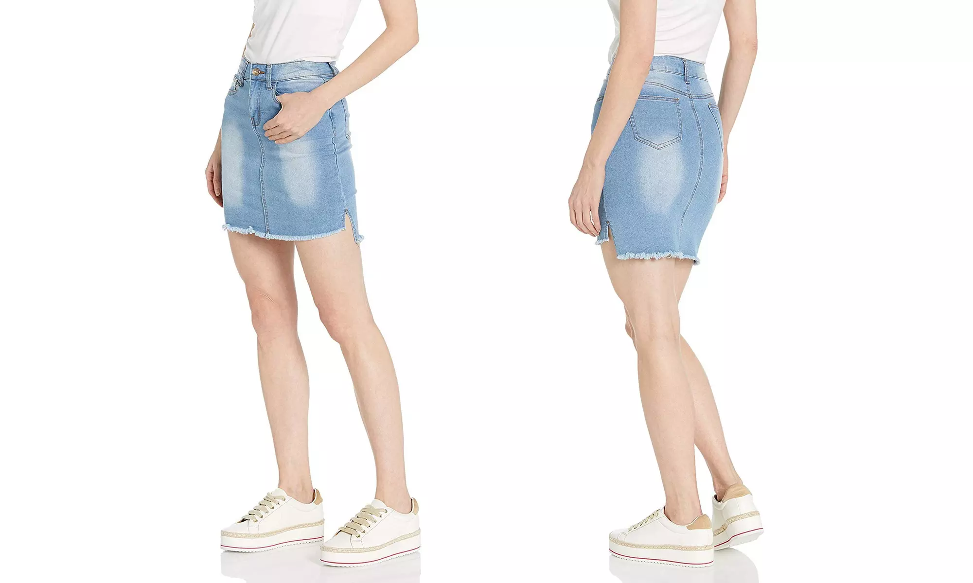 CG JEANS Women's Denim Skirt Juniors Ripped Distressed Fringe Hem - Second Medium