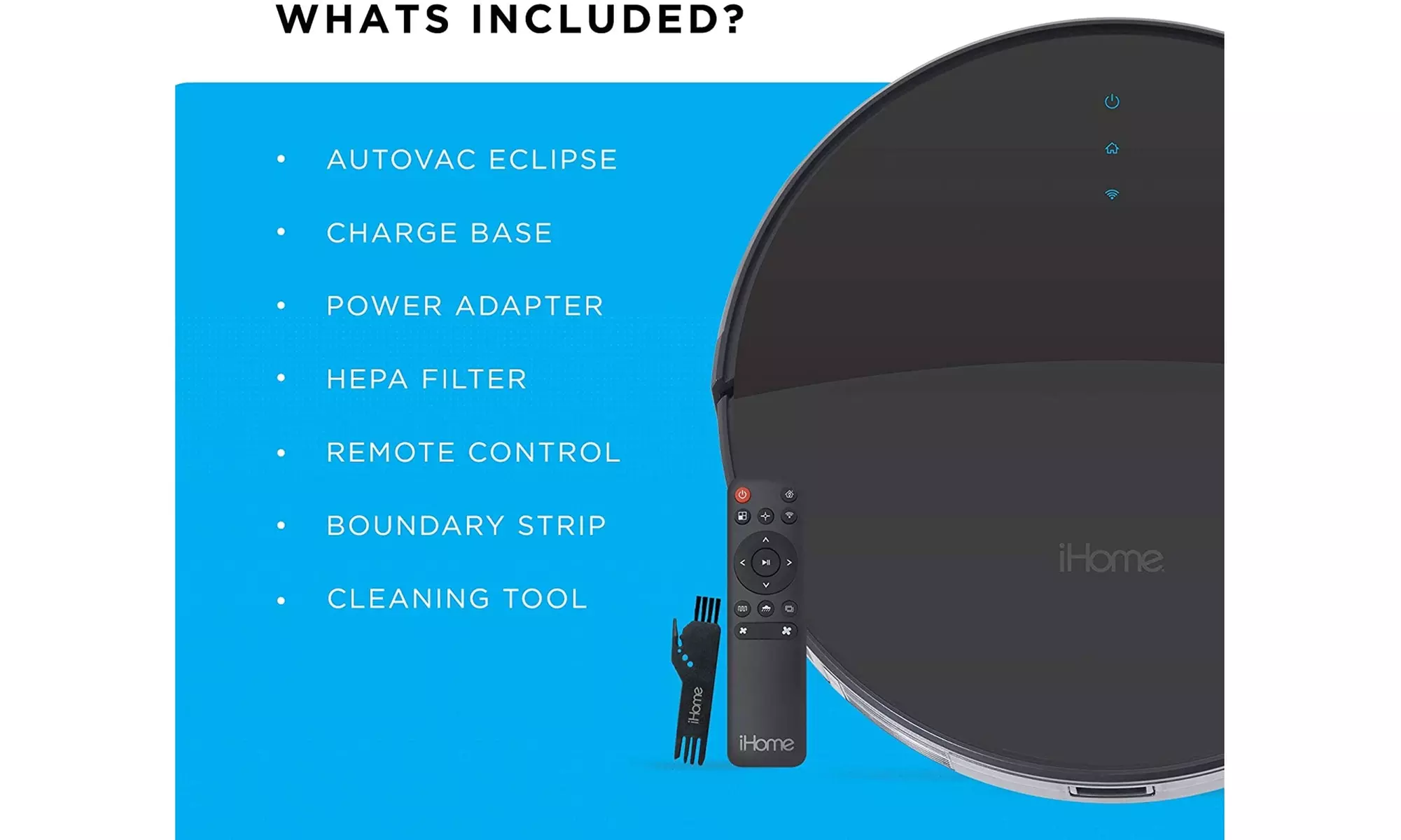 iHome AutoVac Eclipse Robot Vacuum, Wi-Fi Connected Mapping Technology - Second Medium