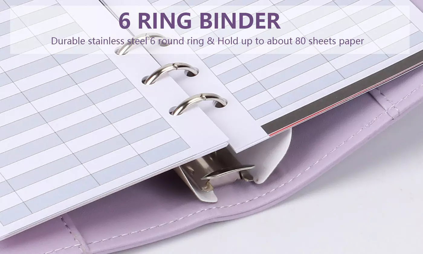 23PCS A6 PU Leather Notebook Binder Set Refillable Budget Savings Planner Binder