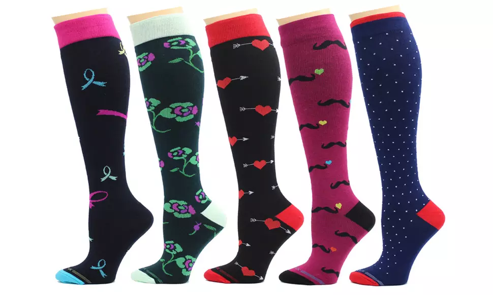 REXX Women's Knee-High Mild Compression Socks (3 or 5 Pairs)