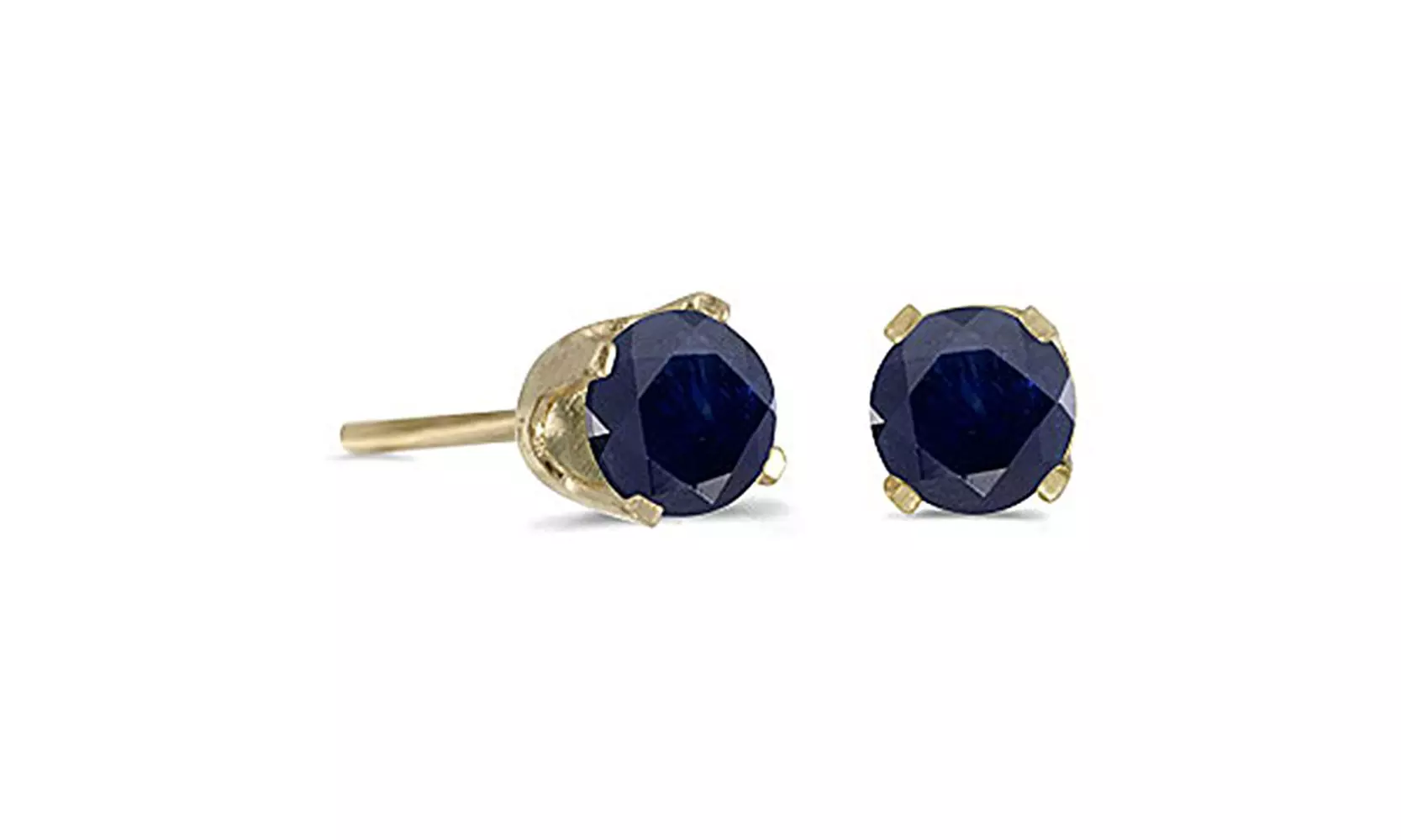 14K Yellow Gold 4 MM Natural Sapphire Studs Earring   - Primary Image