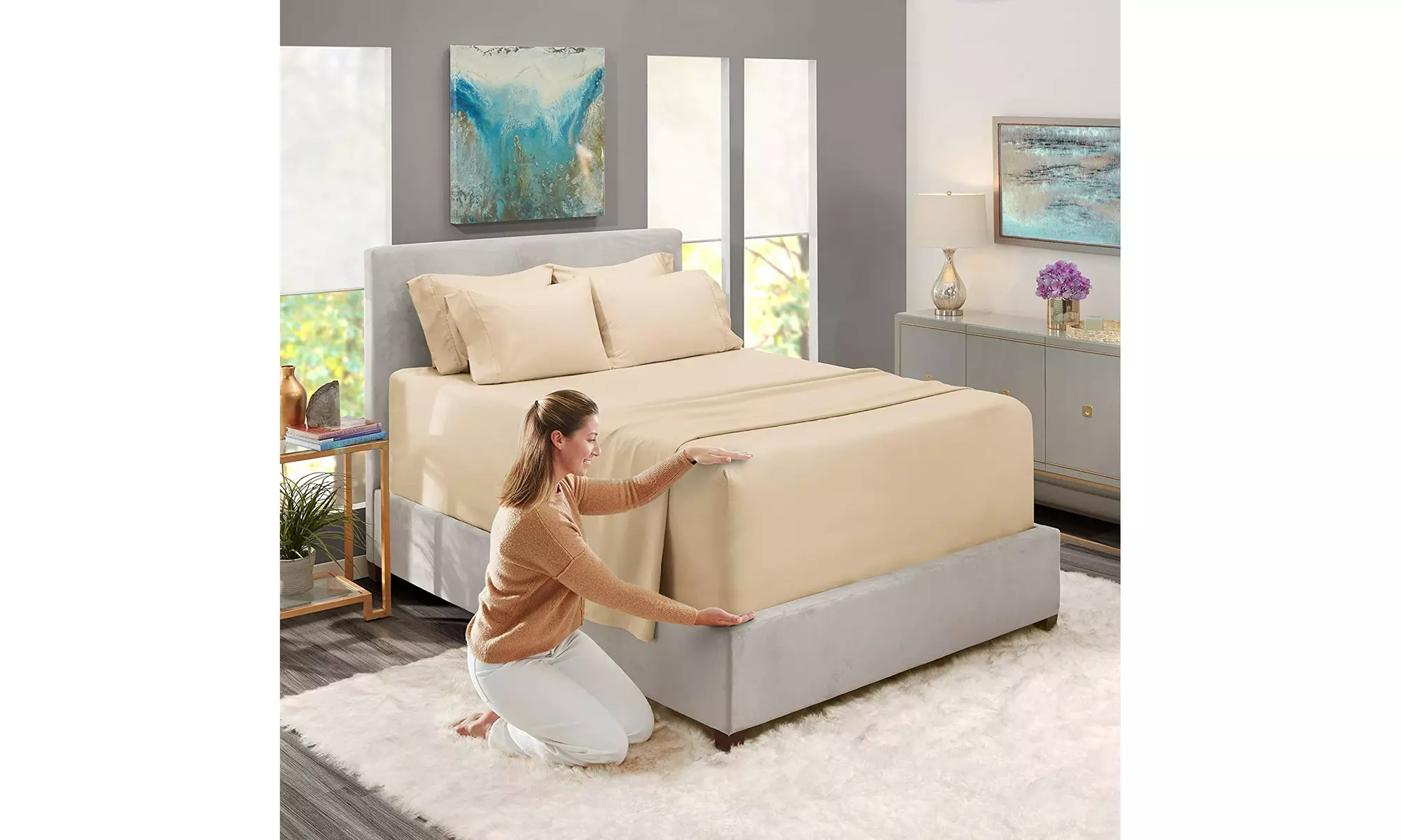 Hearth & Harbor Extra Deep Pocket Sheet Set - Microfiber Bed Sheets - 24" Depth