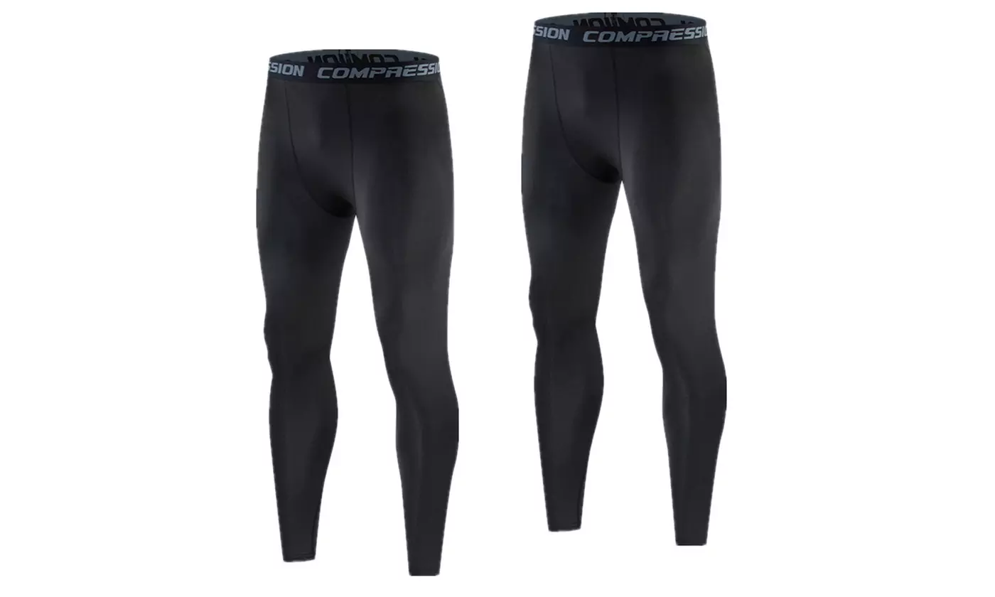 2 Pack Mens Compression Pants Running Tights Workout Leggings