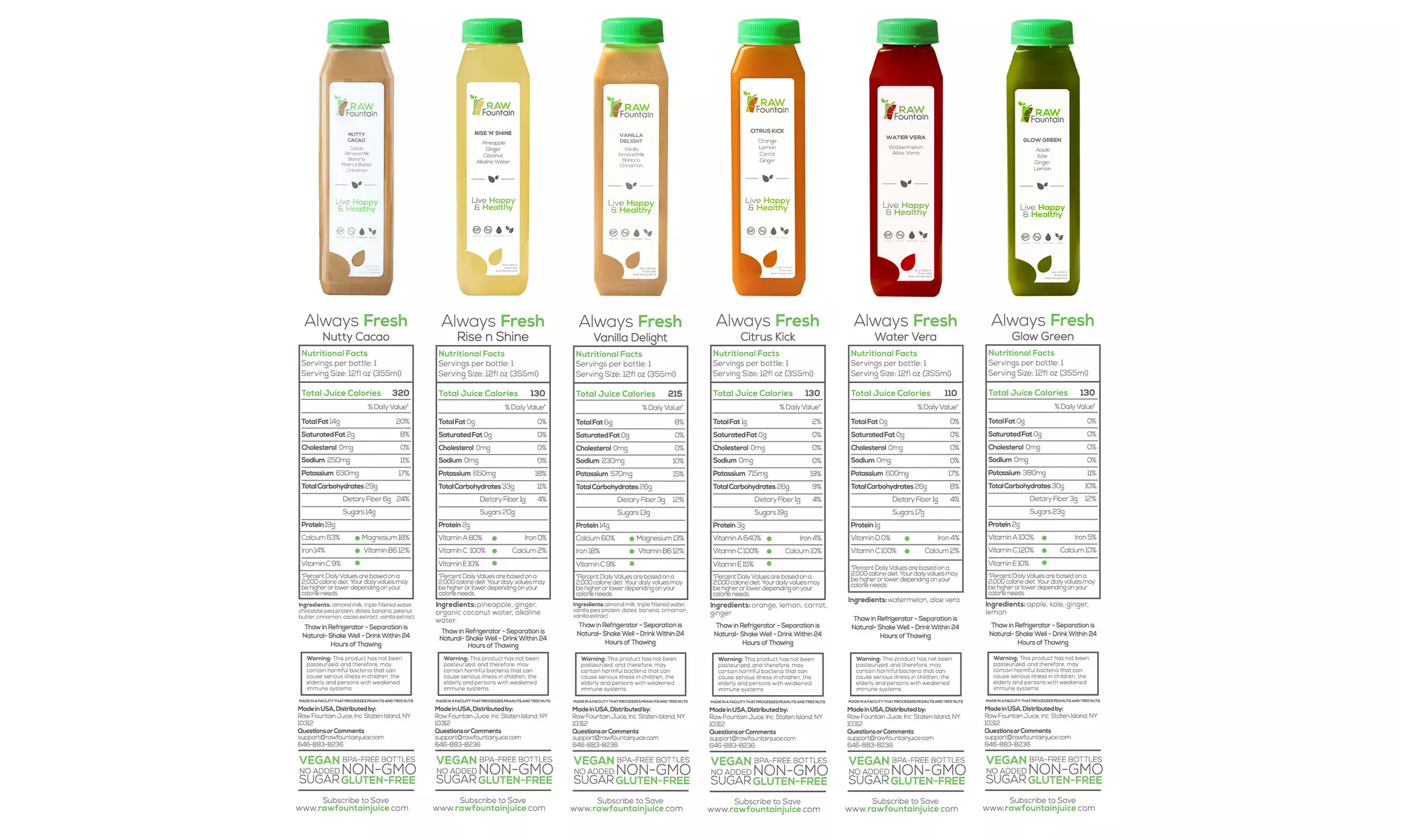 RAW Fountain Protein Juice Cleanse Detox Natural & RAW 1, 3, 5, 7-Day