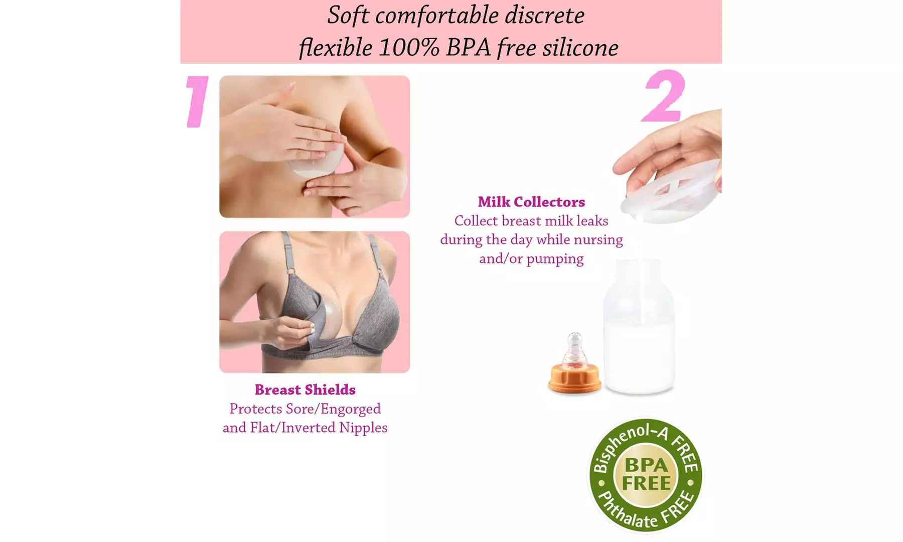 Breast Shells and Nipple Shield , Milk Saver Pack of 5 - Second Medium