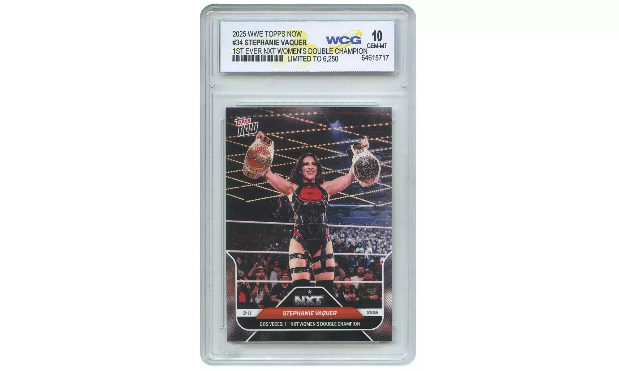 2025 WWE Topps STEPHANIE VAQUER 1st NXT Women Double Champ Card #34 GEM MINT 10