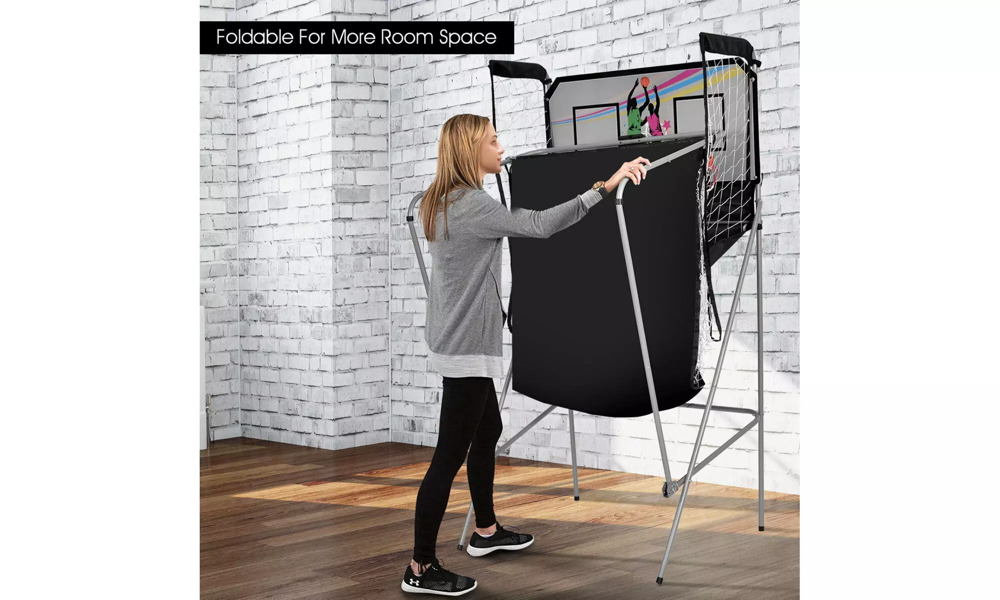 Indoor Basketball Arcade Game Double Electronic Hoops shot 2 Player W/ 4 Balls - Second Medium