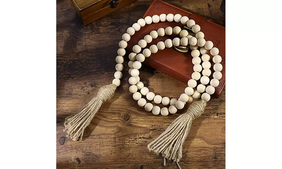 Wood Bead Farmhouse Country Beads Holiday Decoration Wall Hanging Prayer Beads