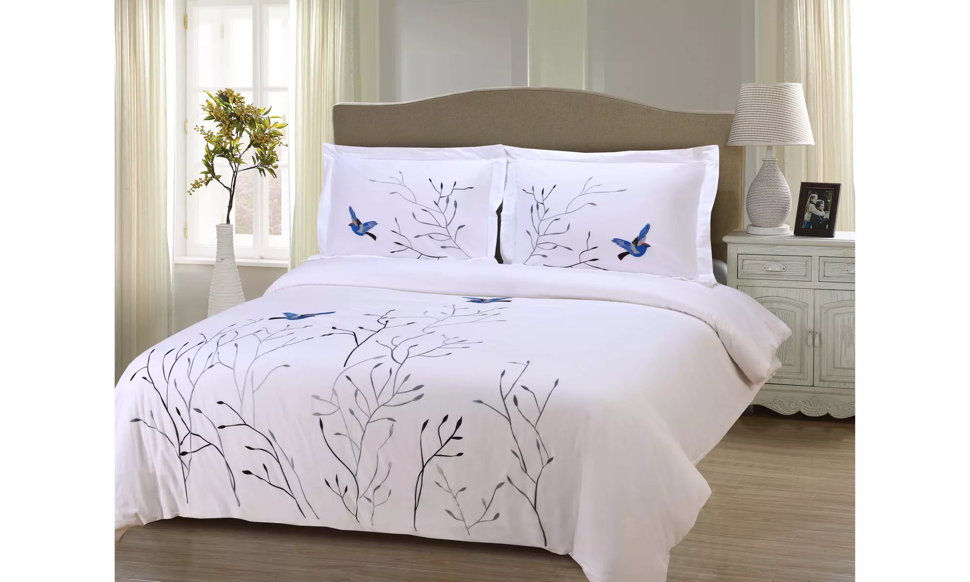 Superior 100% Cotton Breathable Duvet Cover & Pillow Sham 3 Piece Bedding Set