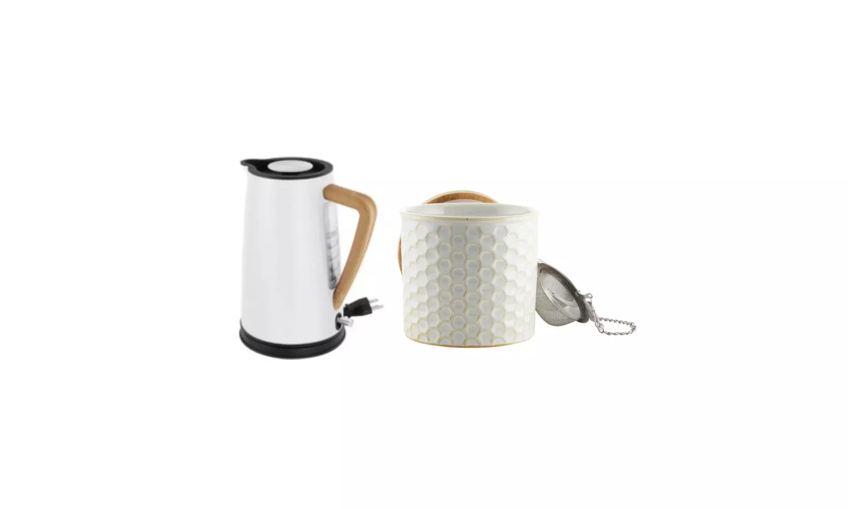 Chantal 1.8-Quart Oslo Ekettle Electric Water Kettle (White) with Tea Caddy Set - Primary Image