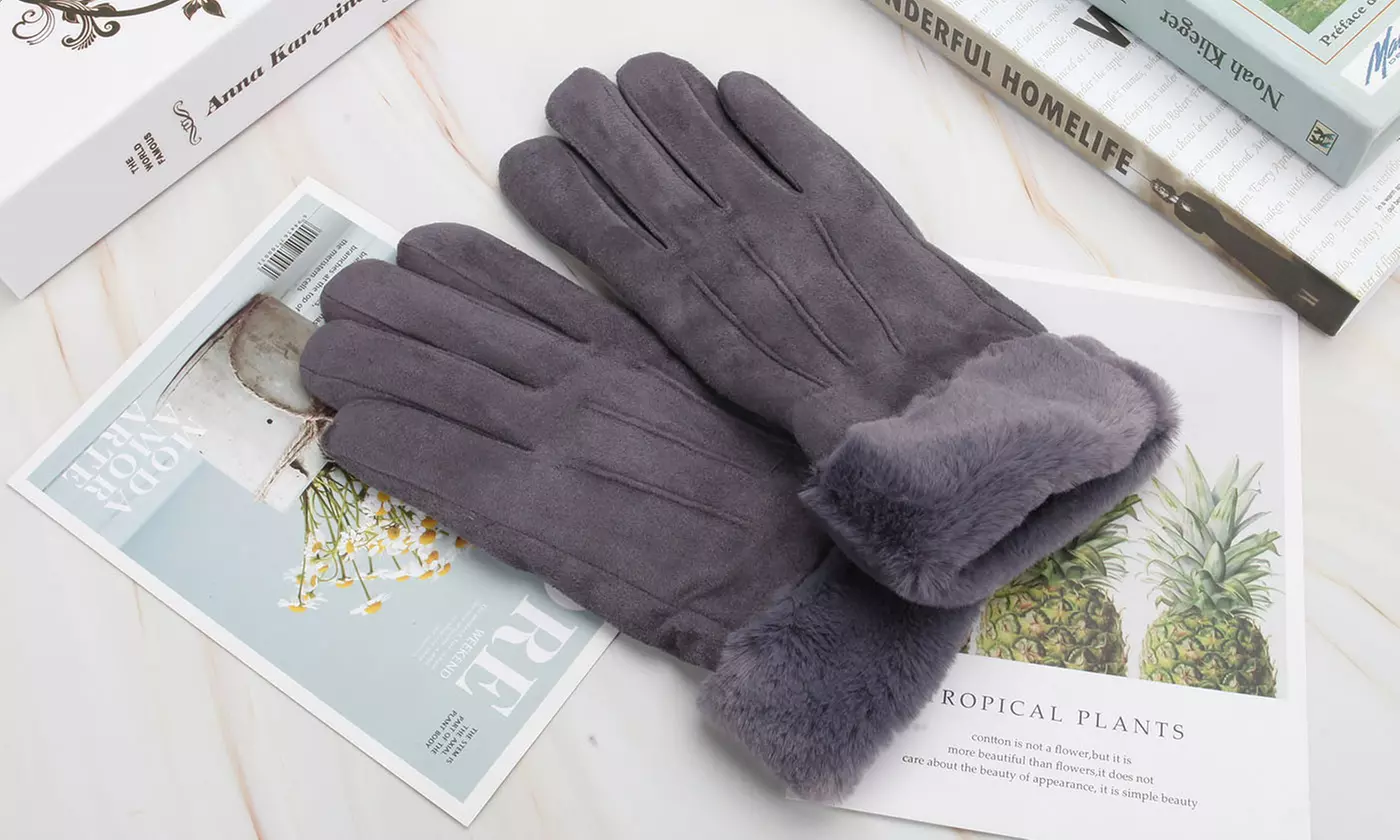 Women Winter Gloves Soft Suede Like Warm Plush Lined Touchscreen Gloves