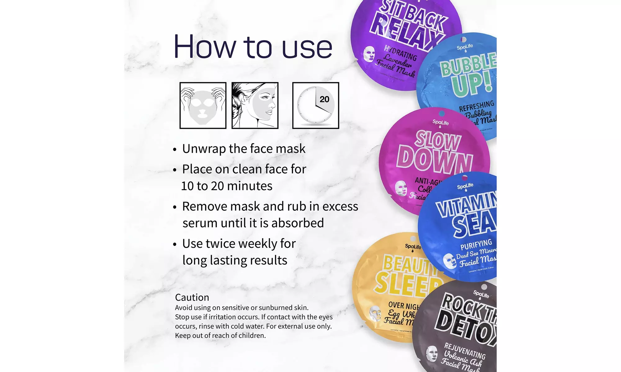 SpaLife Deluxe Slow Down Anti-Aging Collagen Facial Mask, 10 Count - Second Medium