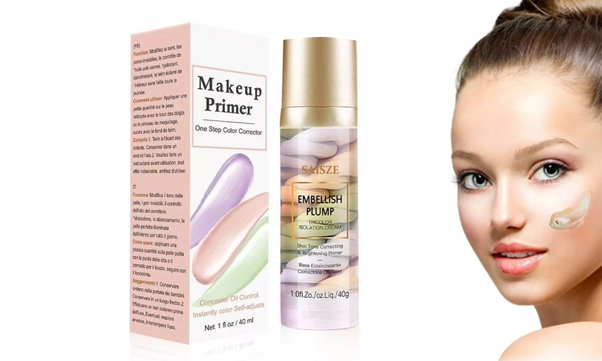 Makeup Primer One Step Color Corrector Isolation Cream Tricolor Make Base - Primary Image