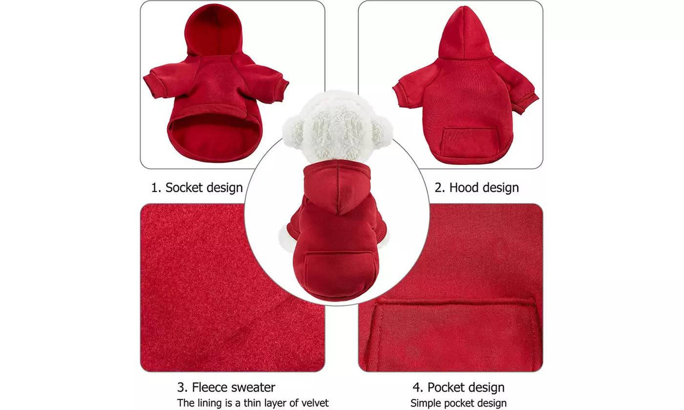 Fall Winter Dog Hoodie Sweatshirts Coat with Pocket for Dogs Puppy Cat