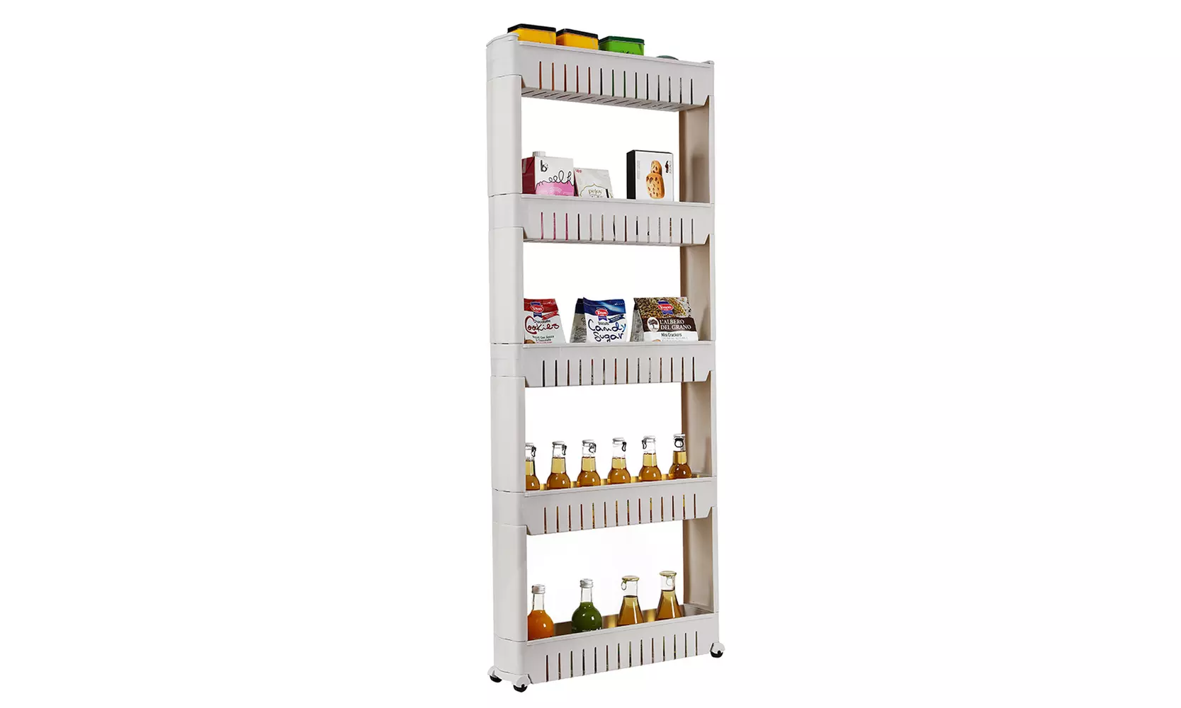5 Tier Mobile Shelving Unit Organizer with Wheels Pull Out Pantry Shelves Cart - Primary Image