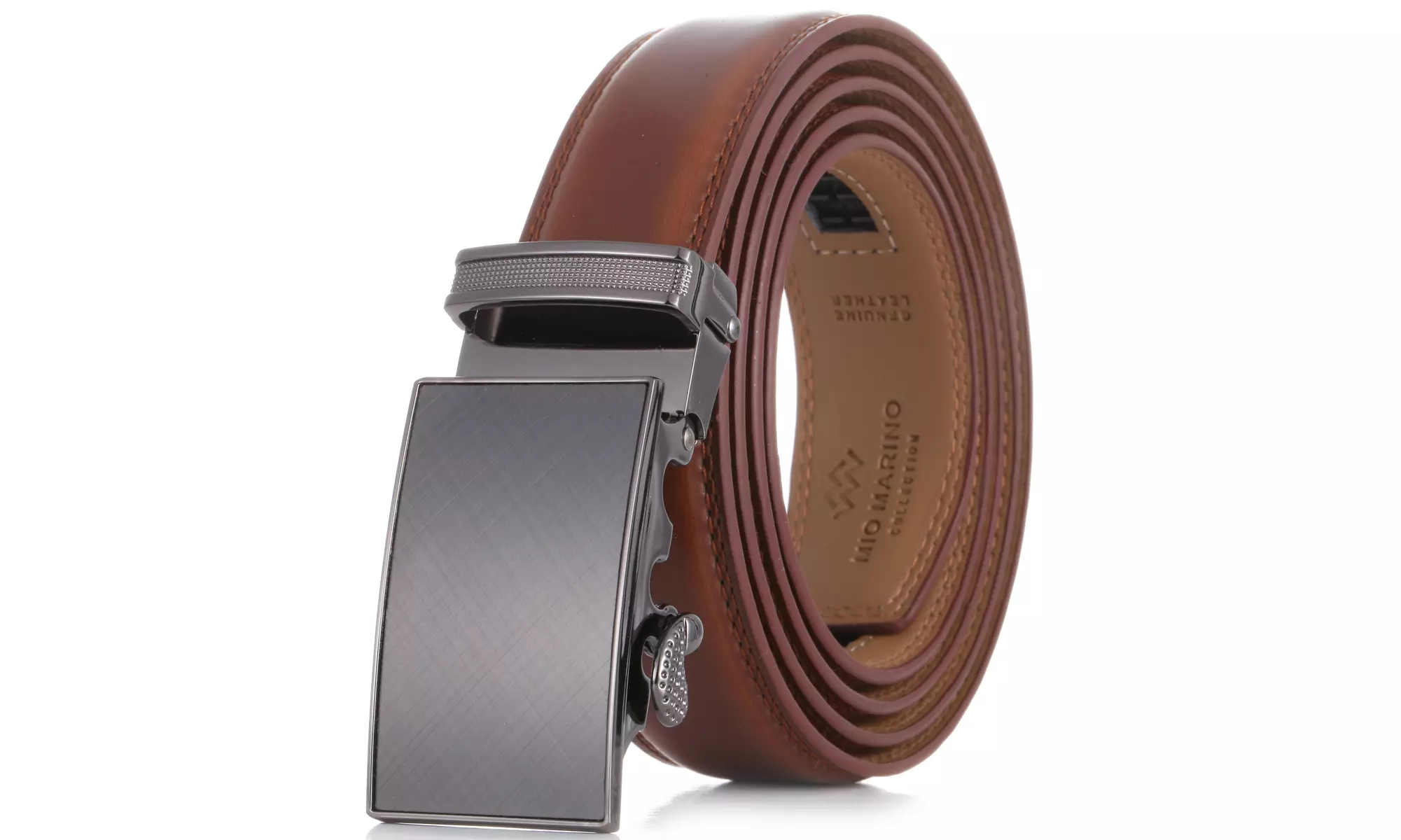 Mio Marino Men Genuine Leather Dress Belt With Automatic Ratchet Buckle