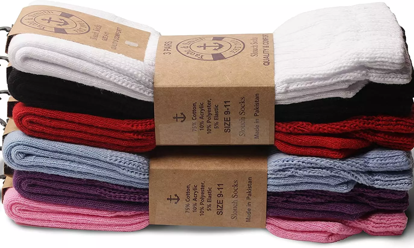 6 Pairs of Womens Slouch Socks, Scrunchie Boot Sock Colorful