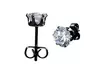 Black Plated Stainless Steel Black Cubic Zirconia Earrings - 5mm - Second Medium