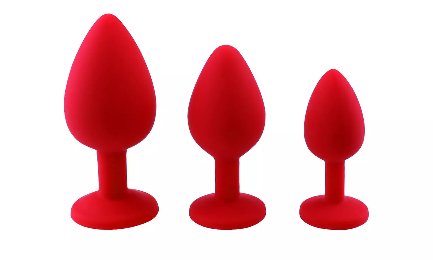 3pcs/set Silicone Jeweled Anal Plugs Large Medium Mini Plated Stopper Beads