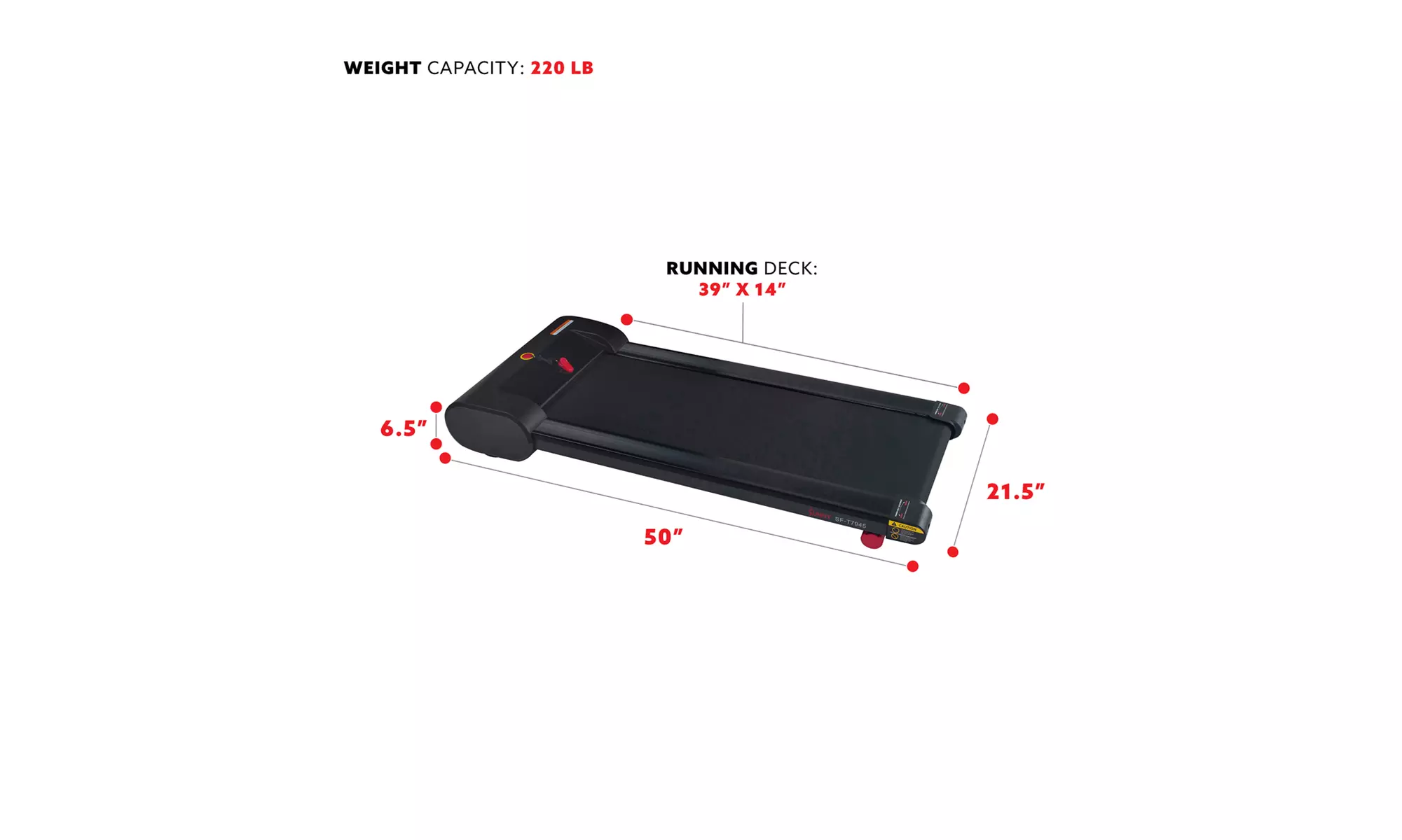 Sunny Health & Fitness Walkstation Flat Under Desk Treadmill, SF-T7945 - Second Medium