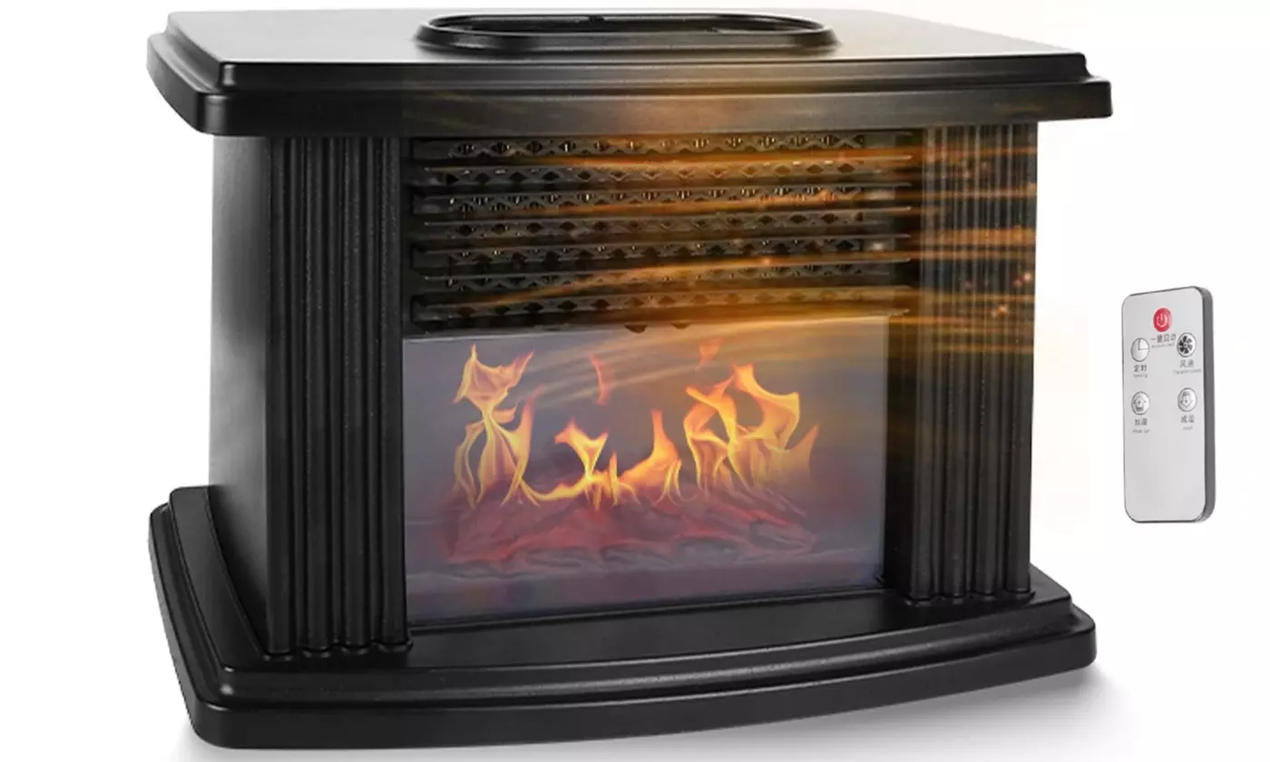 iMounTEK 800W Electric PTC Ceramic Space Heater with Realistic Fireplace Flame - Primary Image