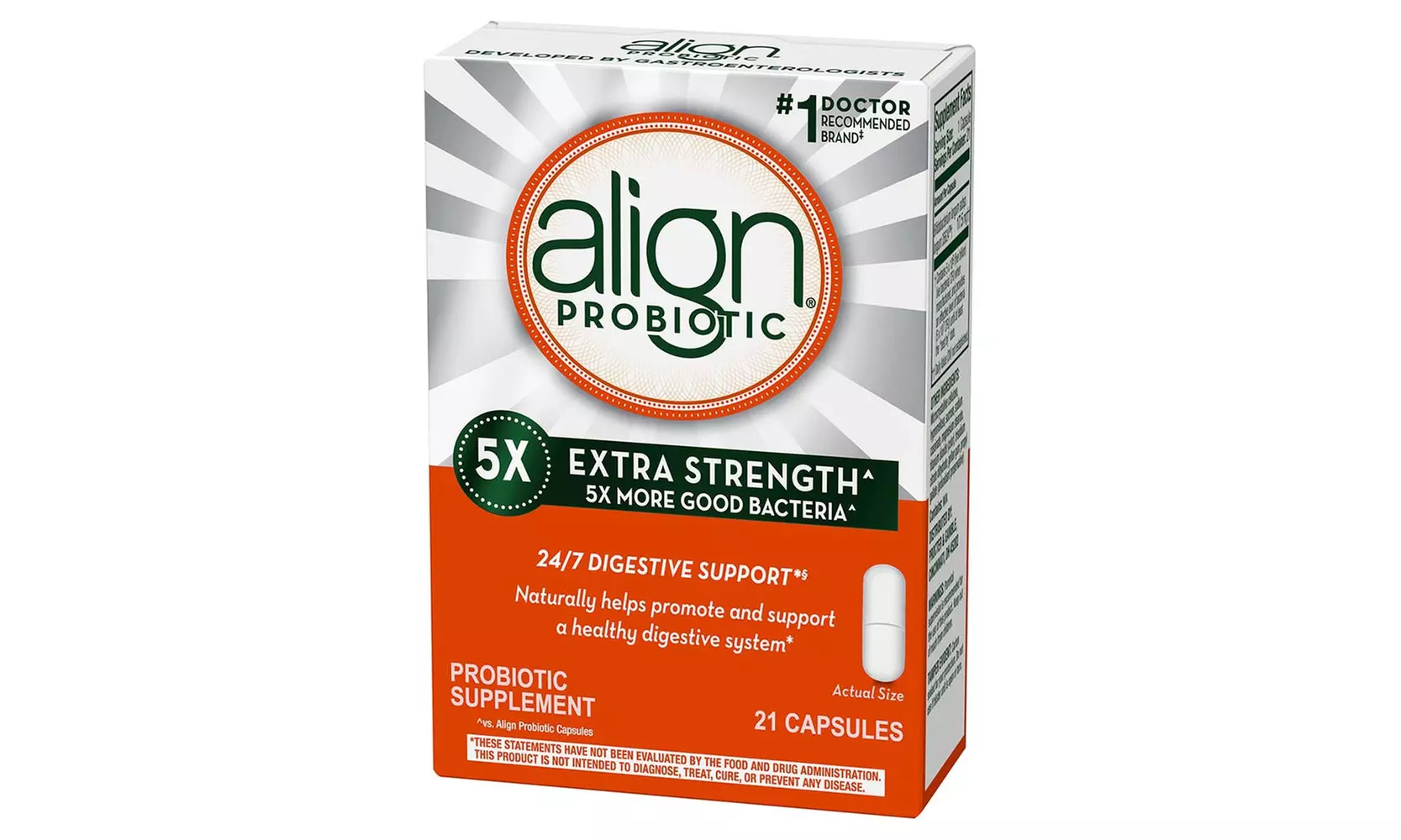 Align Probiotic 5X Extra Strength Probiotic Supplement 21 Capsules - Primary Image