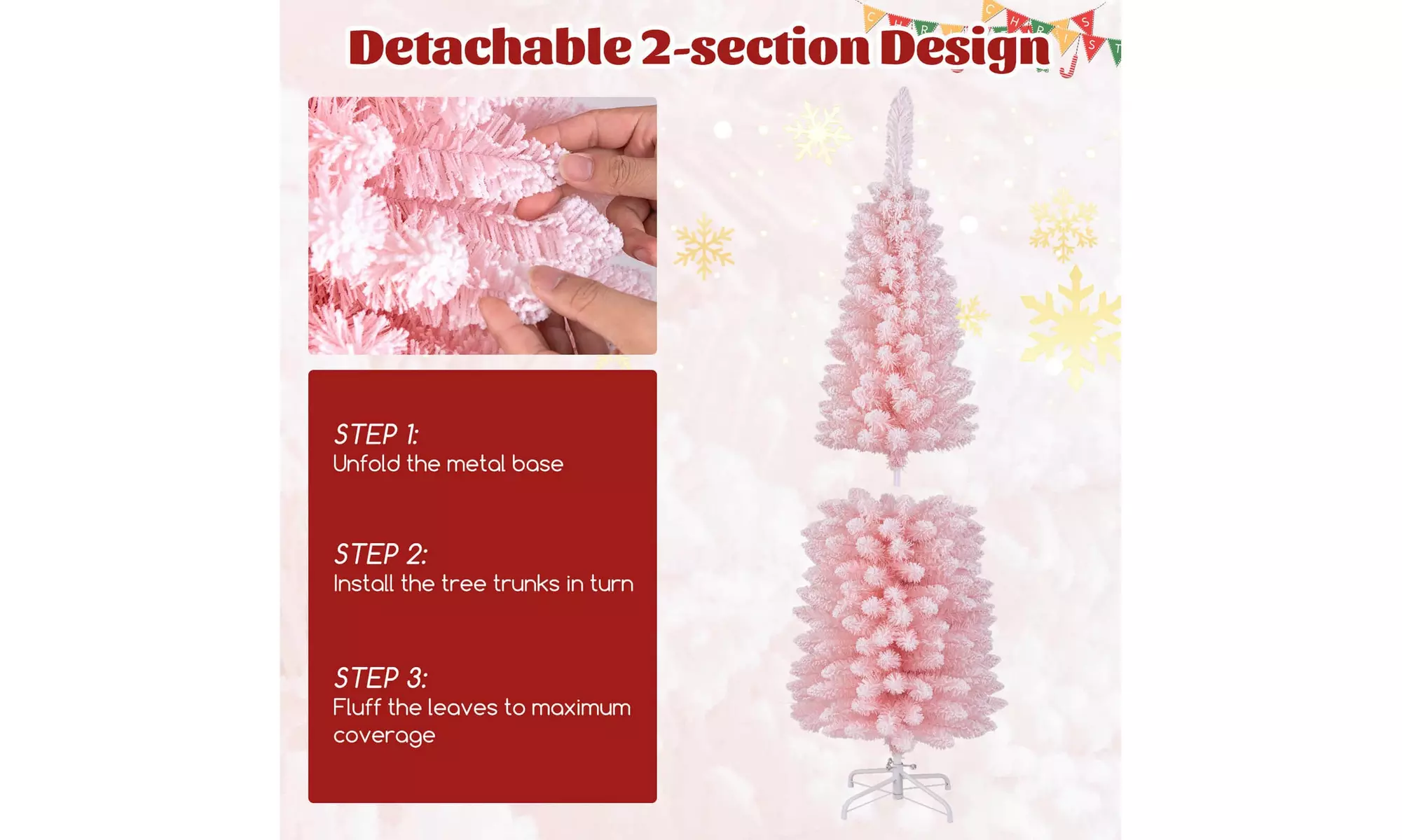 Costway 5/6/7/8 FT Artificial Christmas Tree with 328 Branch Tips Metal Stand