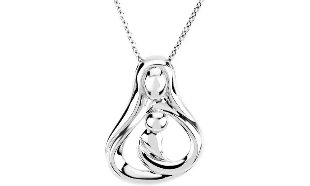 Paris Jewelry White Gold Plated Mothers Embrace Necklace - Primary Image