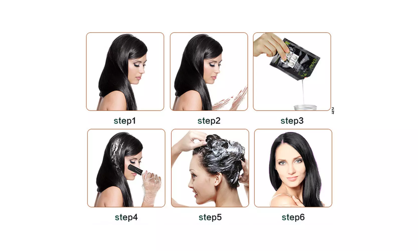 10PCS Black Hair Shampoo White Hair into Black Instant Hair Dye Natural Black - Second Medium