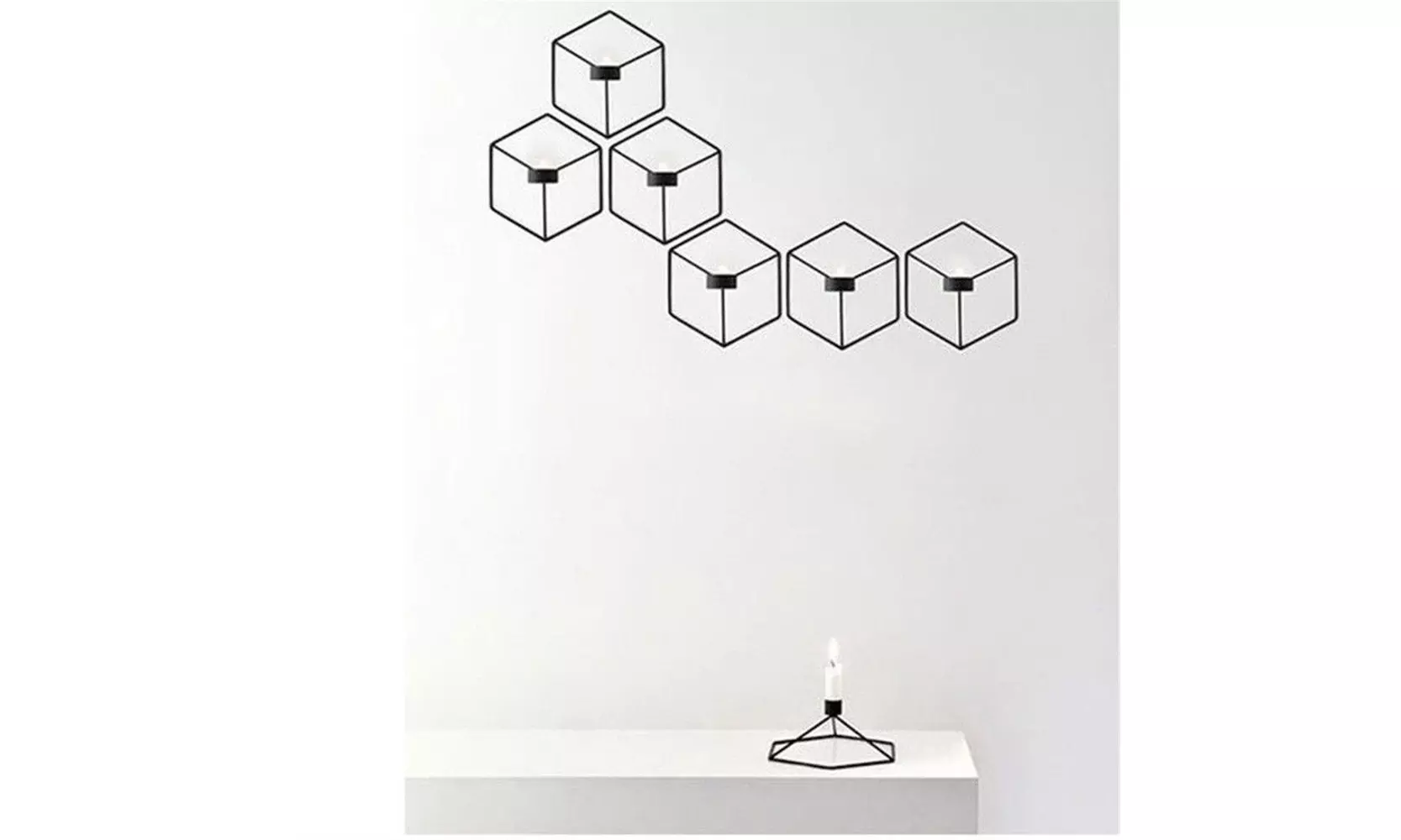 Inverlee Nordic Style 3D Geometric Candlestick Metal Wall Candle Holder - Second Medium