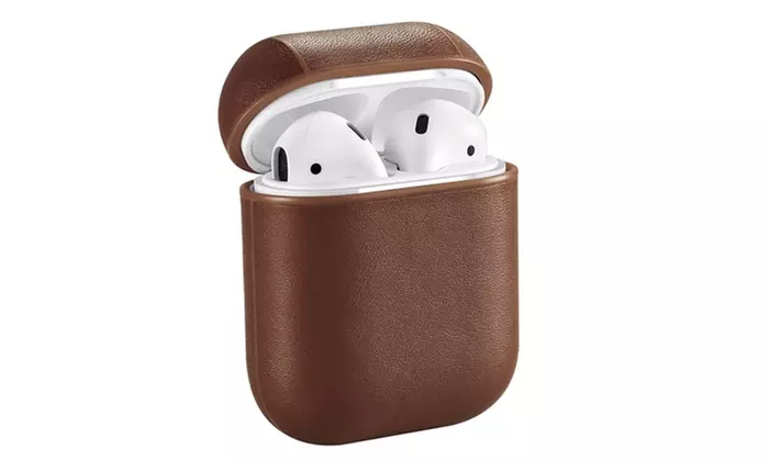 Posh Tech Leather Airpod Case in Black, Brown, and Red - Primary Image