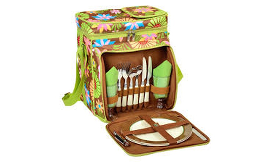 Image 1: Picnic at Ascot 526-F Picnic Cooler For Two -Floral Collection