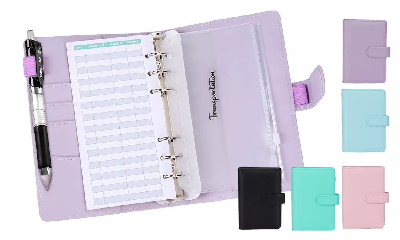 PU Leather Notebook A6 Ring Binder Budget Planner Organizer Cover