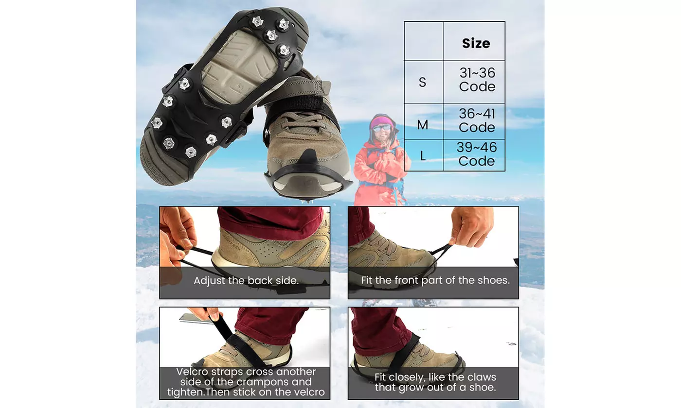 Anti Slip Snow Ice Claw Climbing Crampons Grips for Snowing Hiking Ice Fishing - Second Medium