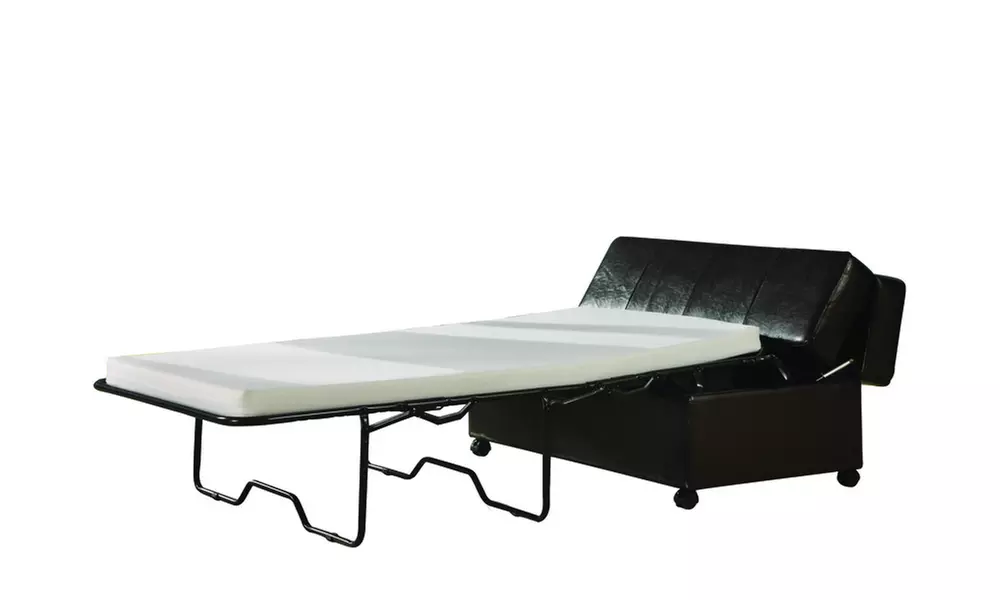 Fold Out Ottoman Sleeper Bed with Mattress - Dark Brown - Second Medium