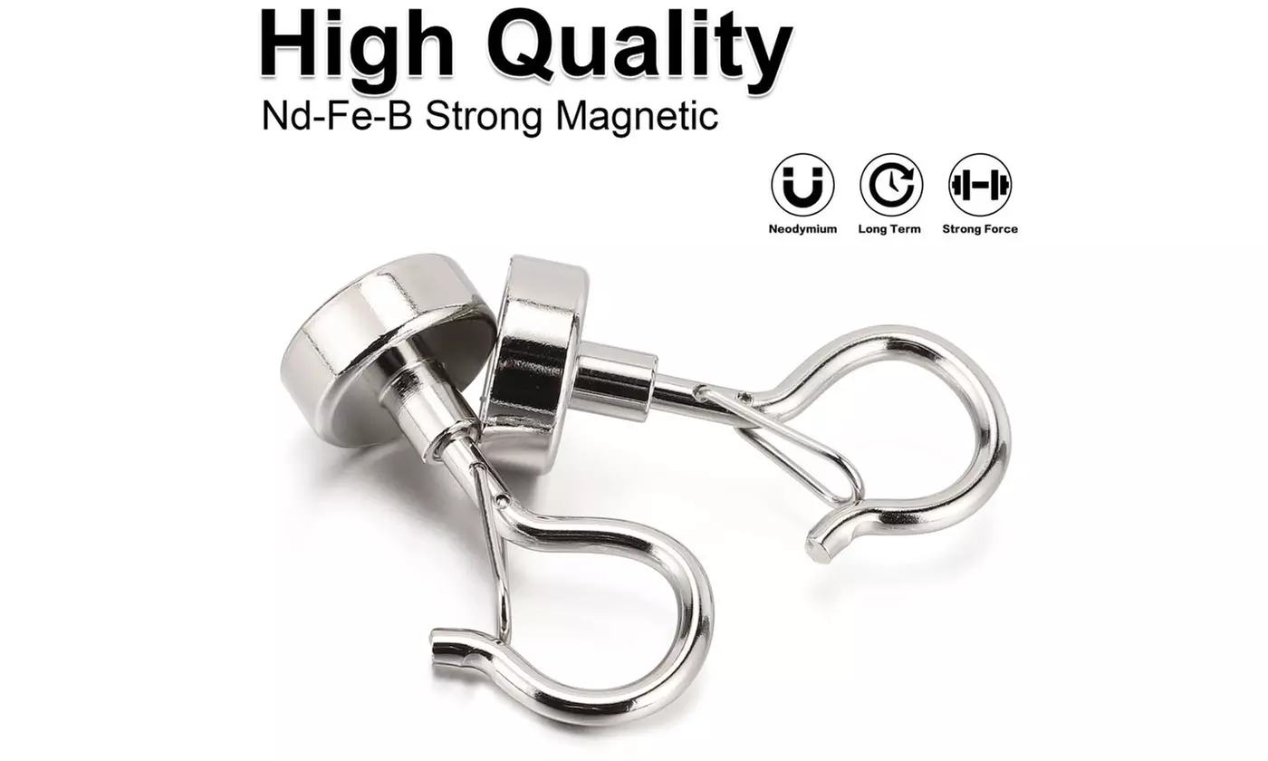 5Pcs Heavy Duty Neodymium Clamping Strong Magnetic Hooks Hanger with Snap 