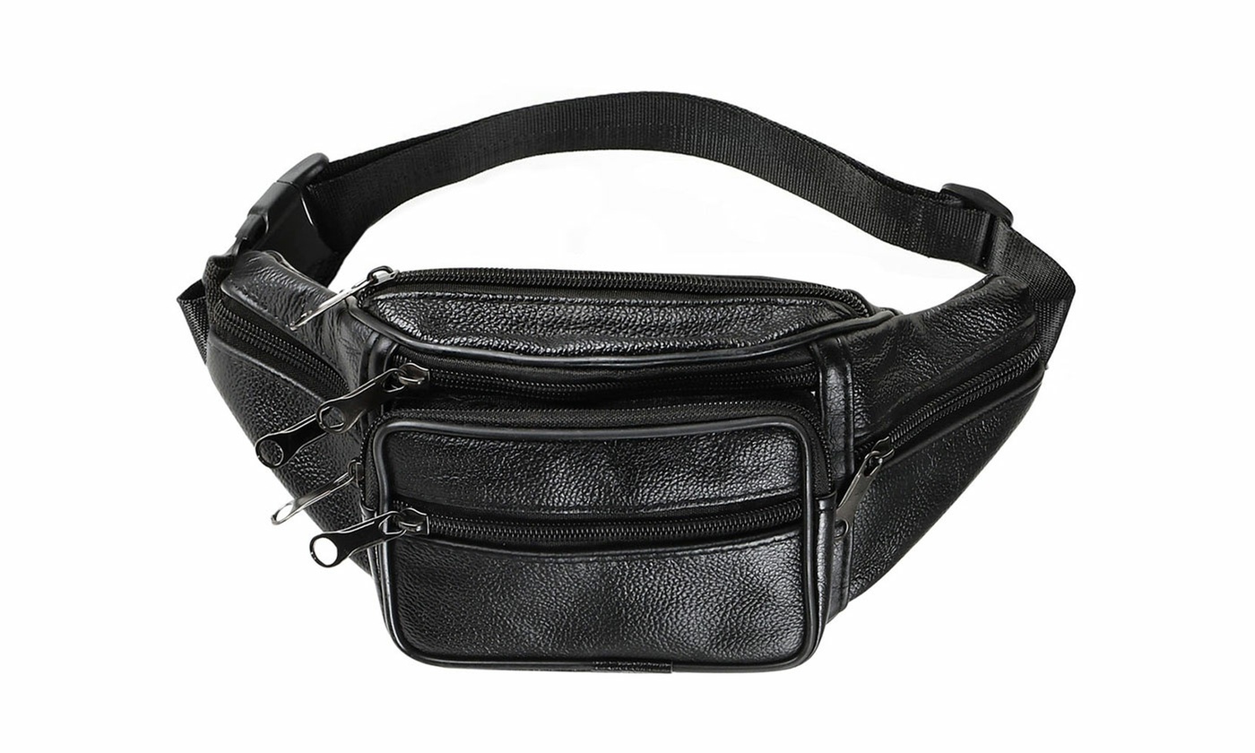 Multifunction Genuine Leather Hip Bum Bag Travel Fanny Pack Waist Bag