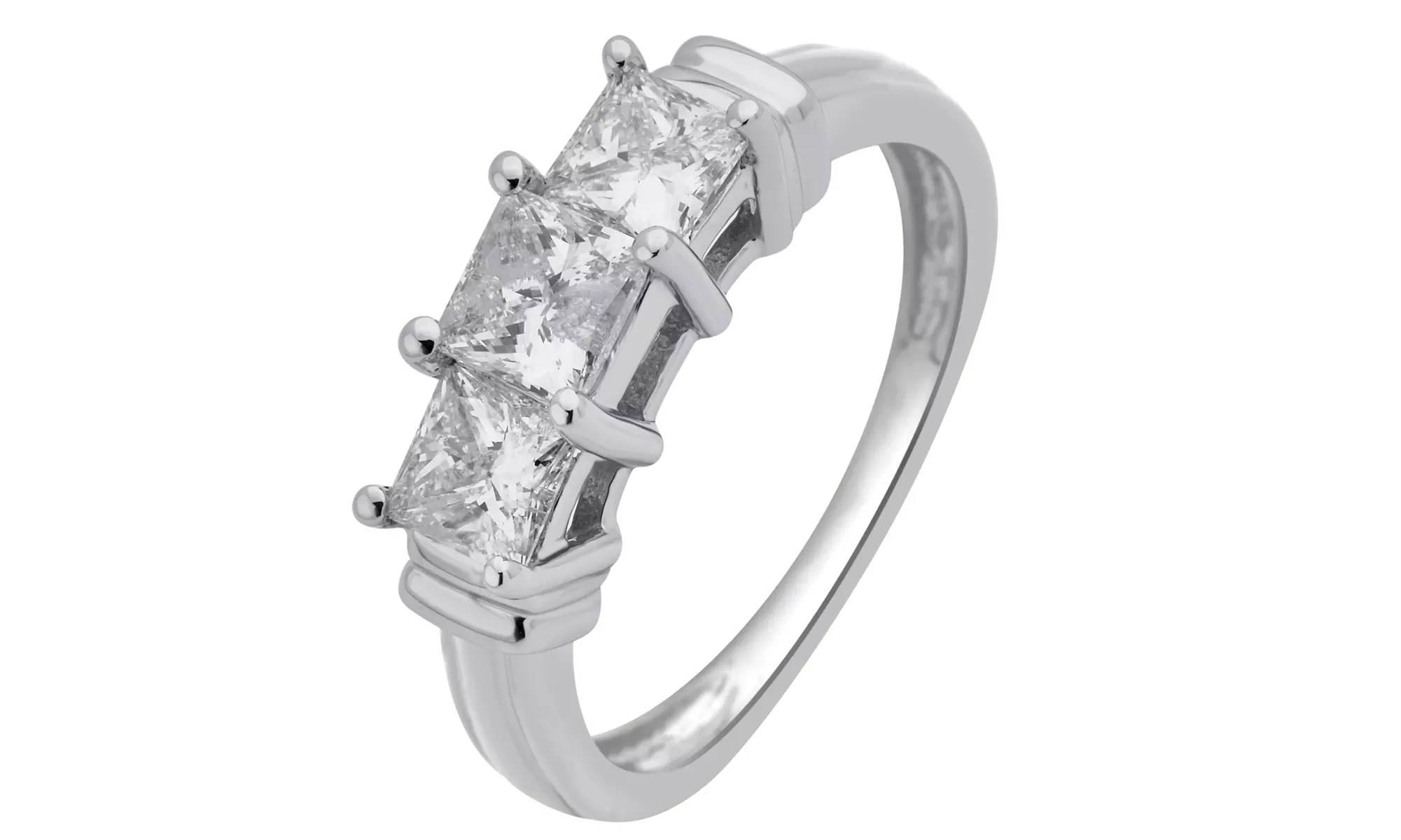 1.00 - 1.50 Cttw 3 Stone Princess Diamond Ring in 14K White Gold - Primary Image