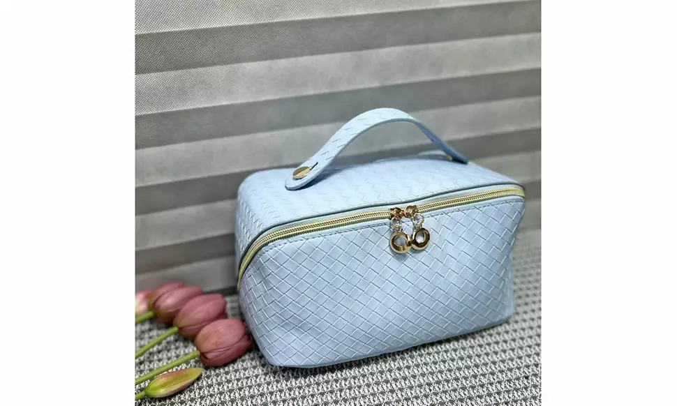 Large Capacity Lay Flat Makeup Bag Travel Cosmetic Bag Multifunctional Storage