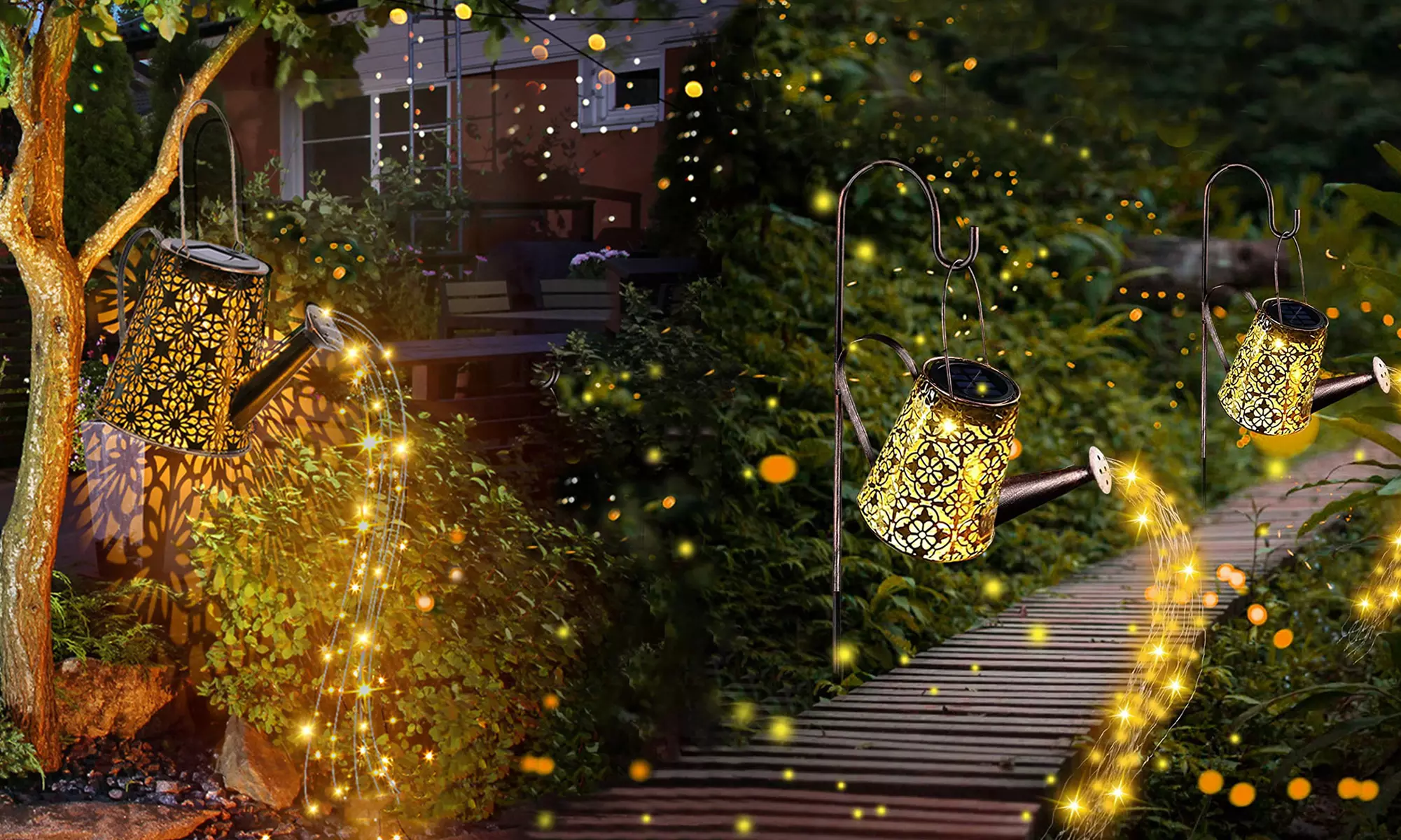 Solar Waterfall Fairy Bunch Lights Garden Lights Waterproof String Lights - Primary Image