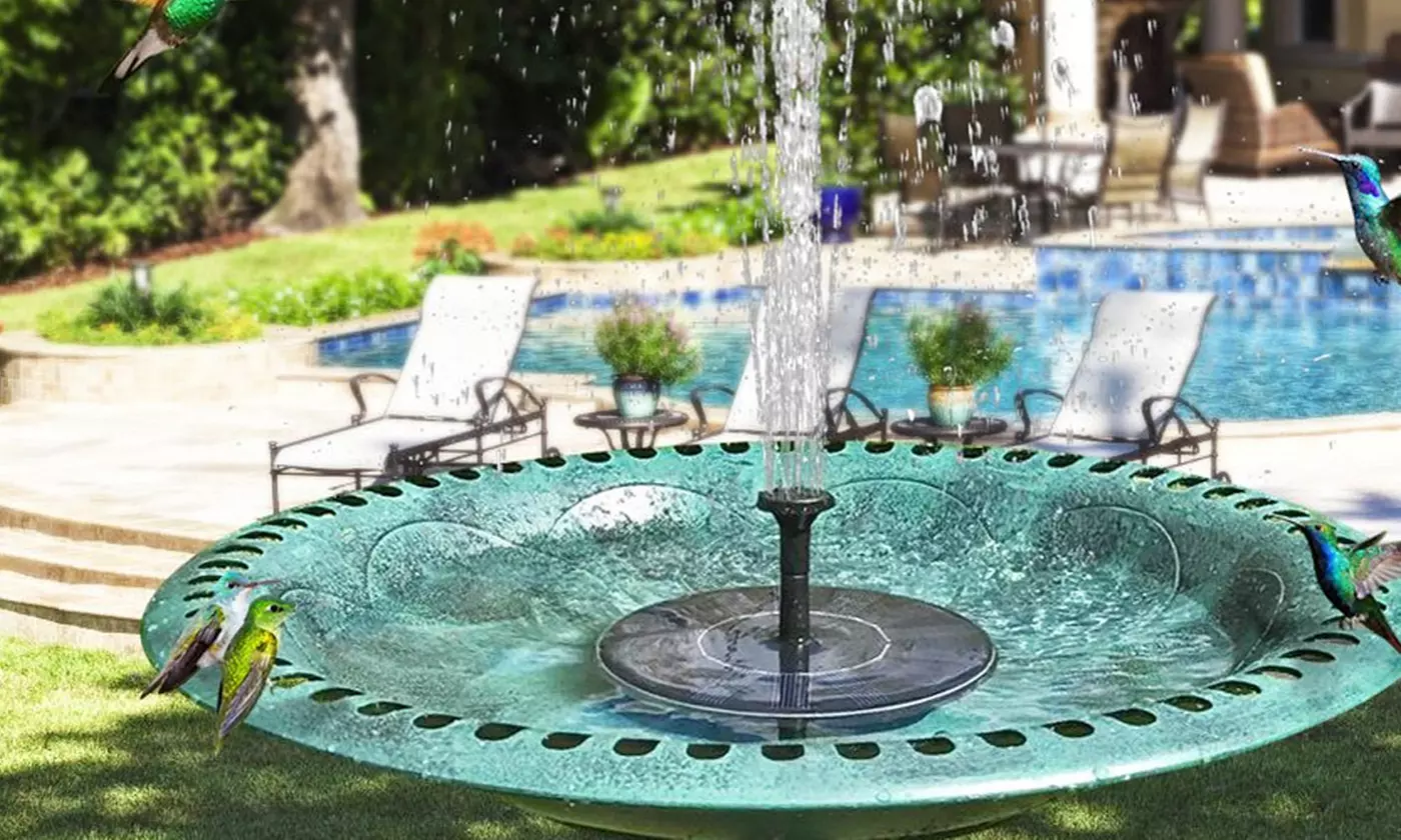 Solar Powered Floating Pump Water Fountain Birdbath Home Pool Standing Floating - Primary Image