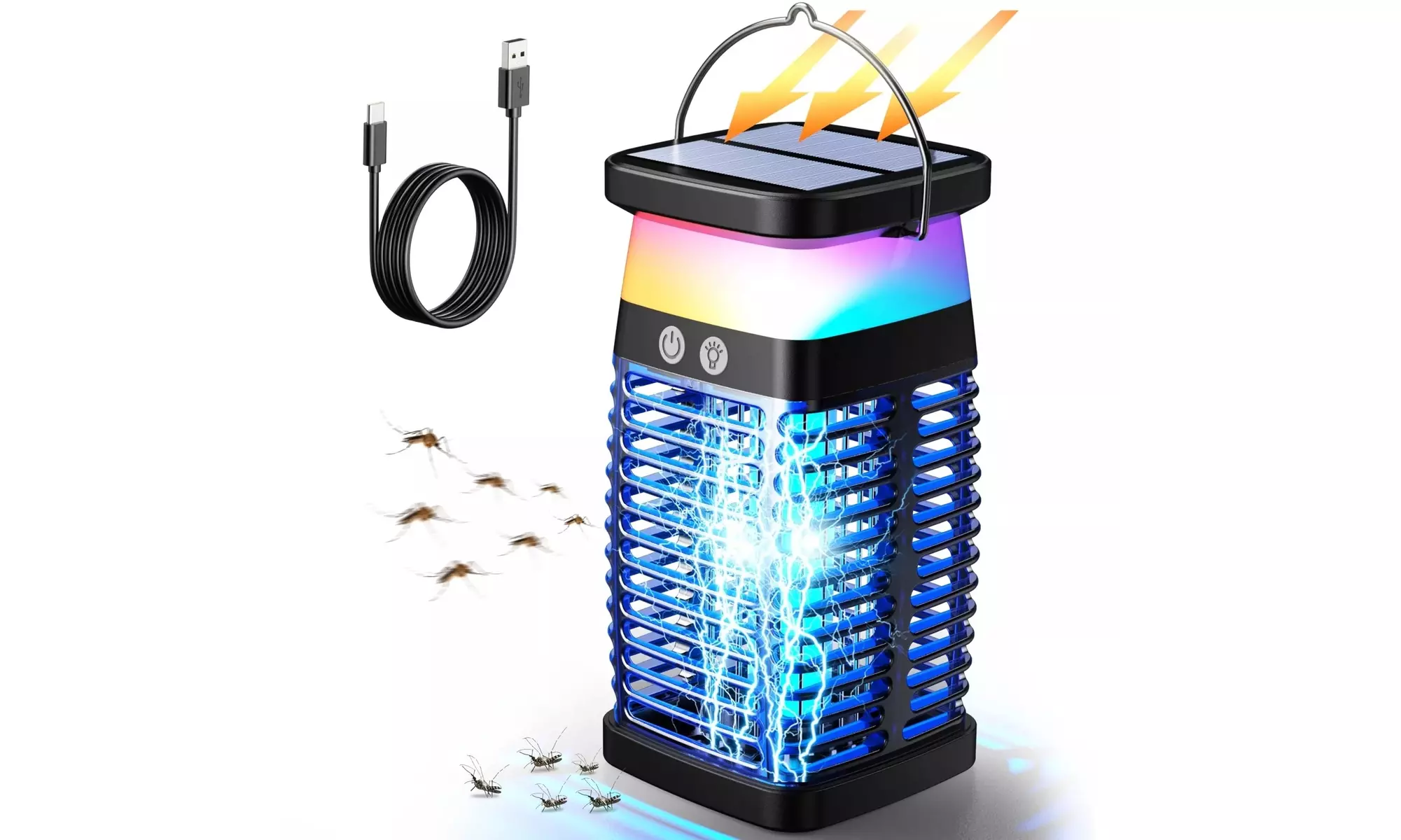 2-in-1 Outdoor Solar Light and Bug Zapper, Solar Bug Zapper Lantern 