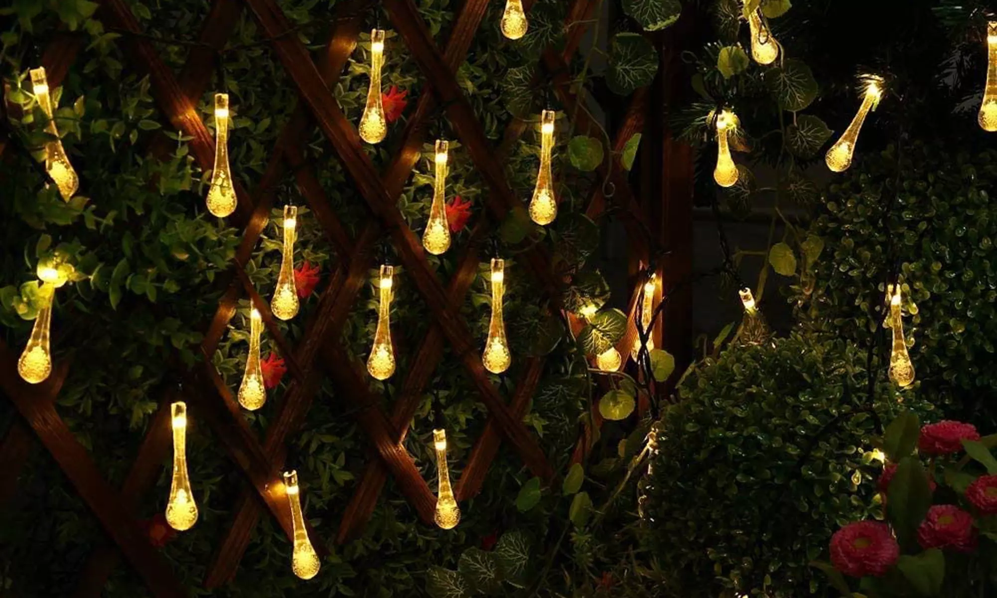 Solar String Lights 20ft 30 LED Water Drop Solar String Fairy Waterproof Lights