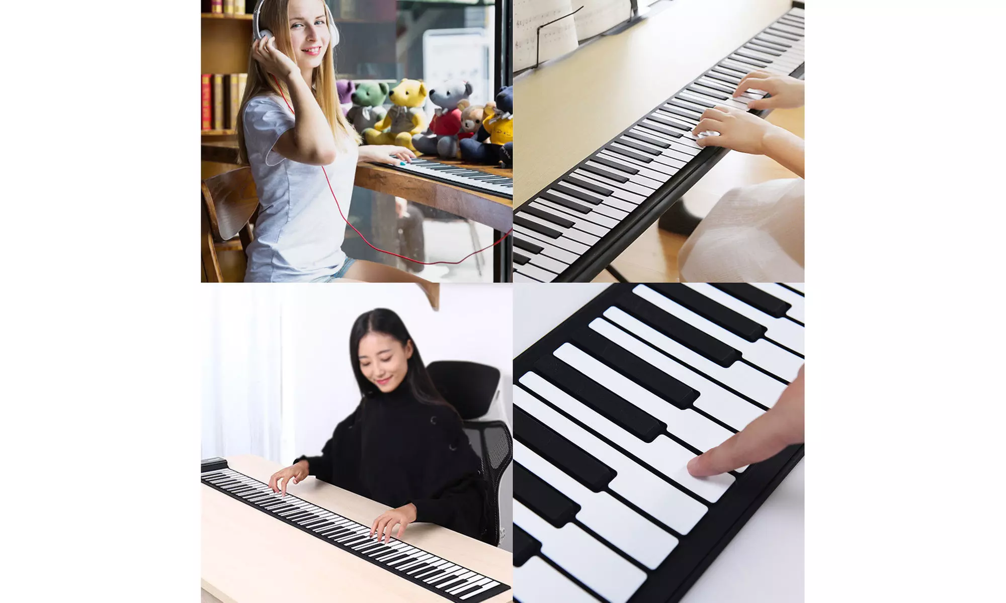 61 Key Electronic Roll Up Piano Keyboard Silicone Rechargeable w/Pedal - Primary Image