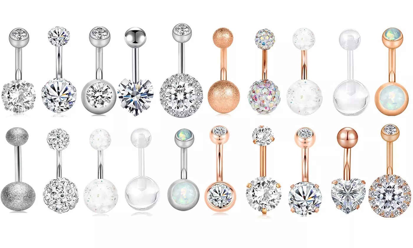 10 PCS 14G Steel Belly Button Ring Ear Rings Body Piercing Jewelry
