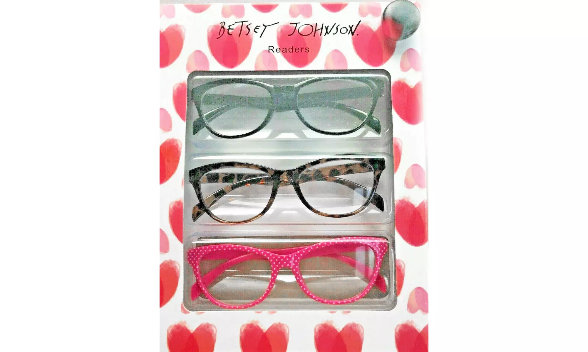Betsey Johnson 3 pk Black, Tortoise, Pink Polka Dot Readers 2.00 - Primary Image