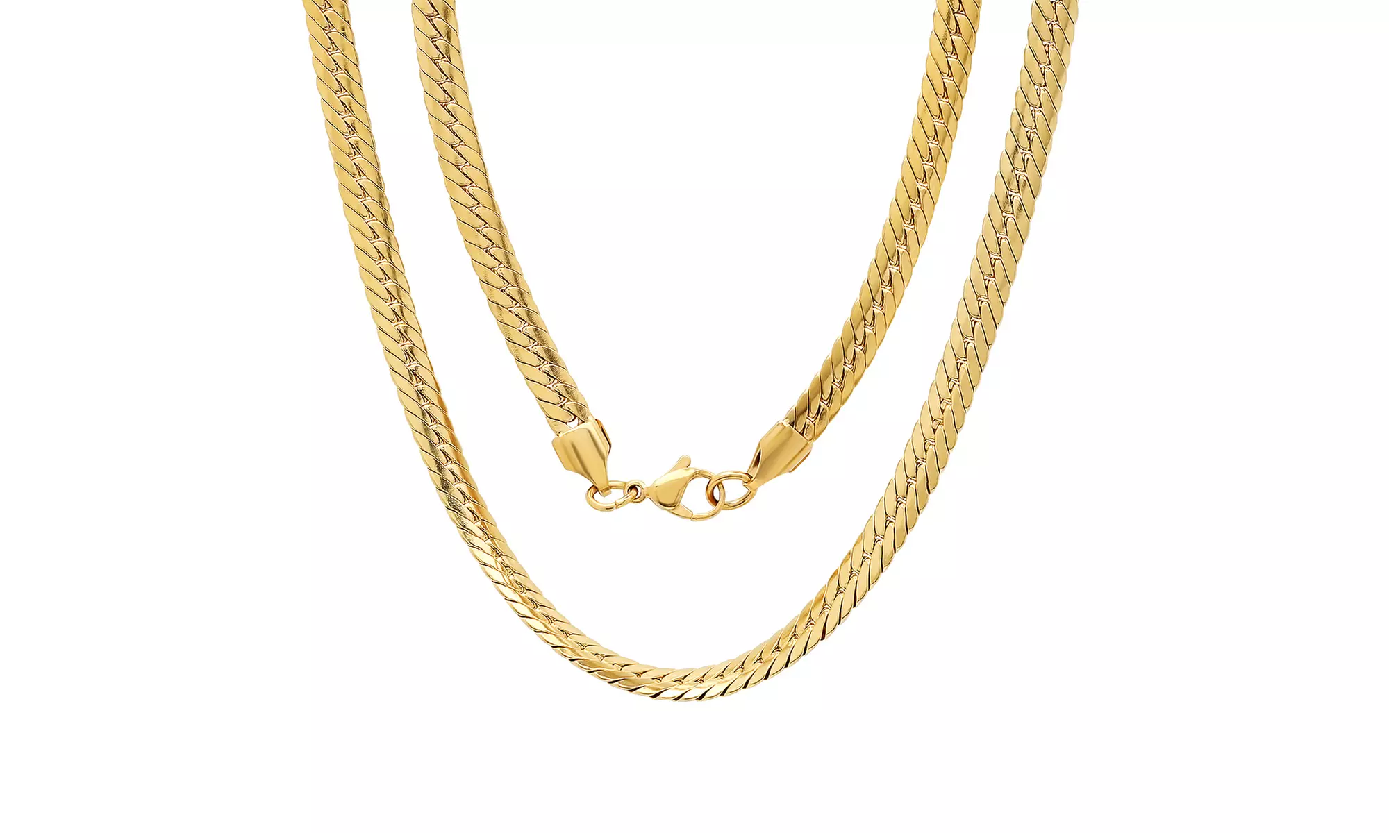 Men's Stainless Steel Flat Cuban Chain Link Necklace - Second Medium