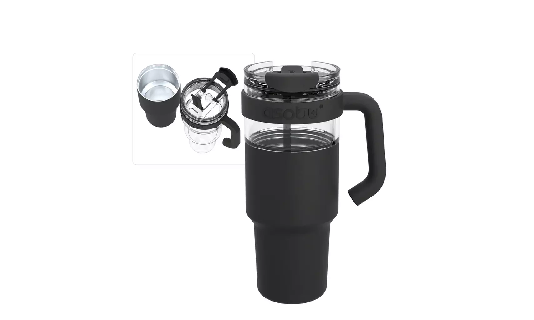 Asobu XL Explorer Tumbler Mug Stainless Steel Insulated Sleeve Over Tritan Mug